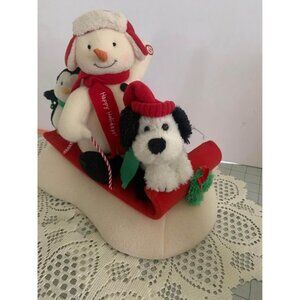 Hallmark Jingle Pals Musical Snowman What Fun Sledders With Penguin & Puppy Fest
